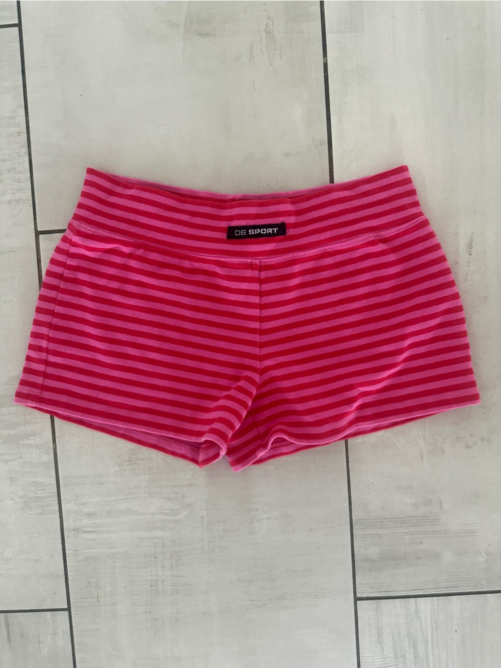 DAIRY BOY size M Pink Striped Stretch Sports Shorts